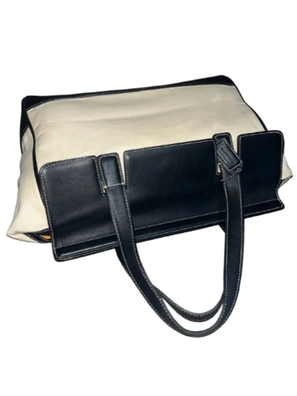 ✨RARE VINTAGE ICON: Coach Hamptons 7705 Black Leather & Canvas Doctor Satchel